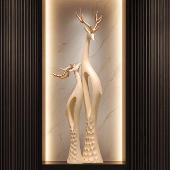 Γλυπτό ελαφιού από ρητίνη για το χολ, λεπτό κάθετο σχέδιο, απλός και μοντέρνος διακοσμητικός για το σαλόνι, χειροποίητο