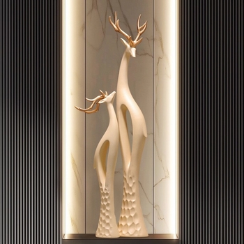 Γλυπτό ελαφιού από ρητίνη για το χολ, λεπτό κάθετο σχέδιο, απλός και μοντέρνος διακοσμητικός για το σαλόνι, χειροποίητο