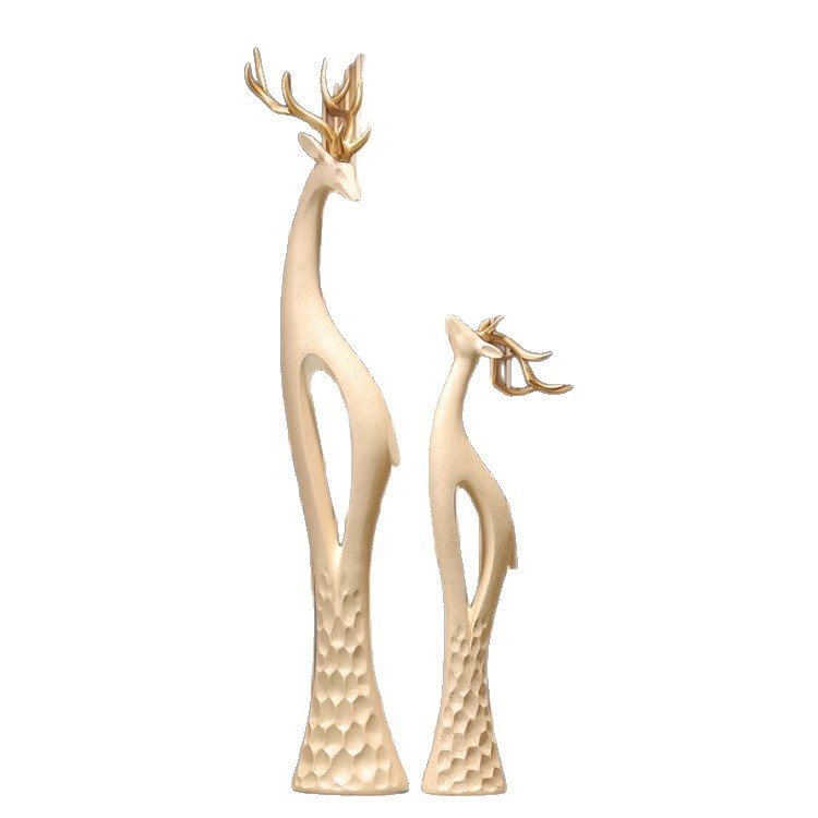 Γλυπτό ελαφιού από ρητίνη για το χολ, λεπτό κάθετο σχέδιο, απλός και μοντέρνος διακοσμητικός για το σαλόνι, χειροποίητο