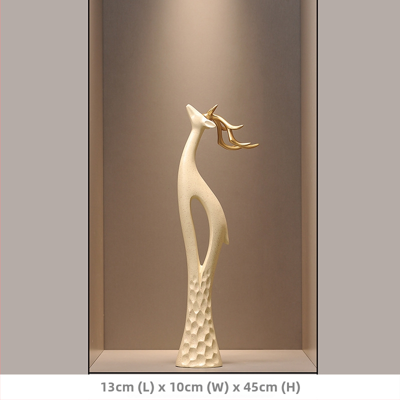 Socha jelena z živice do chodby, štíhly zvislý dizajn, jednoduchý a moderný bytový dekor, ručne vyrobené