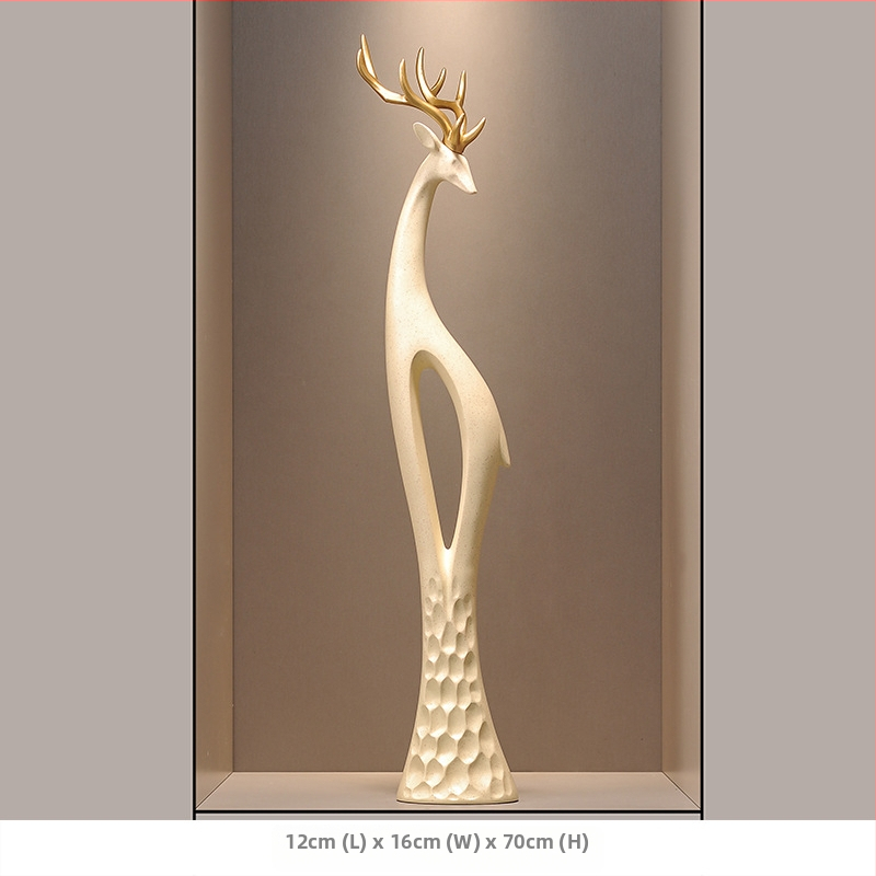 Socha jelena z živice do chodby, štíhly zvislý dizajn, jednoduchý a moderný bytový dekor, ručne vyrobené