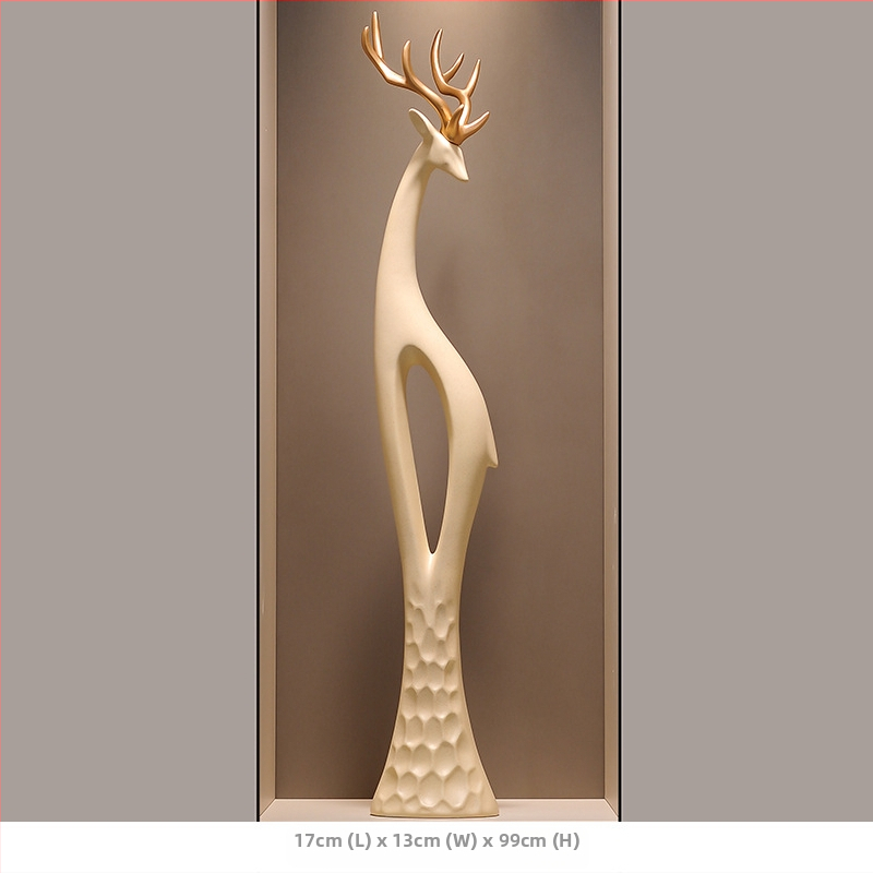 Socha jelena z živice do chodby, štíhly zvislý dizajn, jednoduchý a moderný bytový dekor, ručne vyrobené