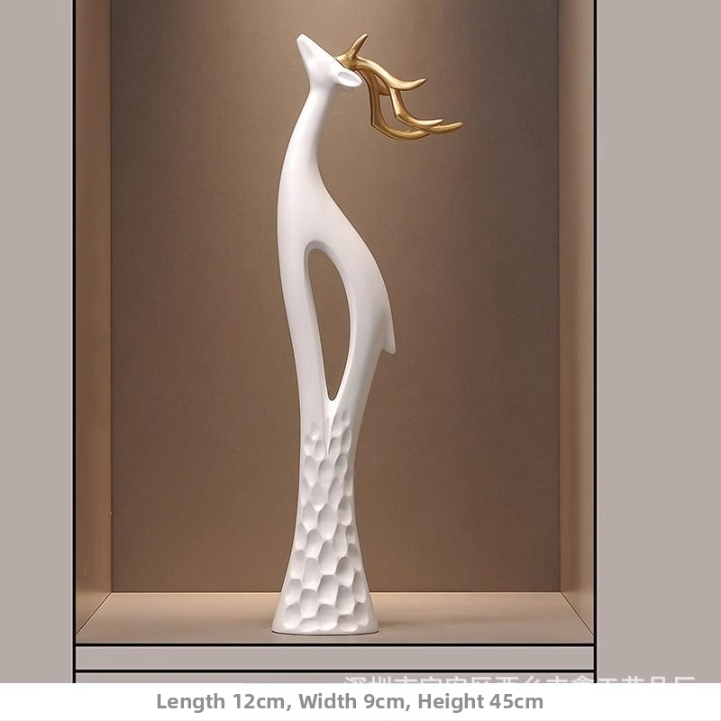 Socha jelena z živice do chodby, štíhly zvislý dizajn, jednoduchý a moderný bytový dekor, ručne vyrobené