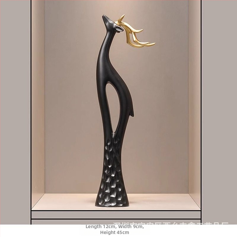 Socha jelena z živice do chodby, štíhly zvislý dizajn, jednoduchý a moderný bytový dekor, ručne vyrobené