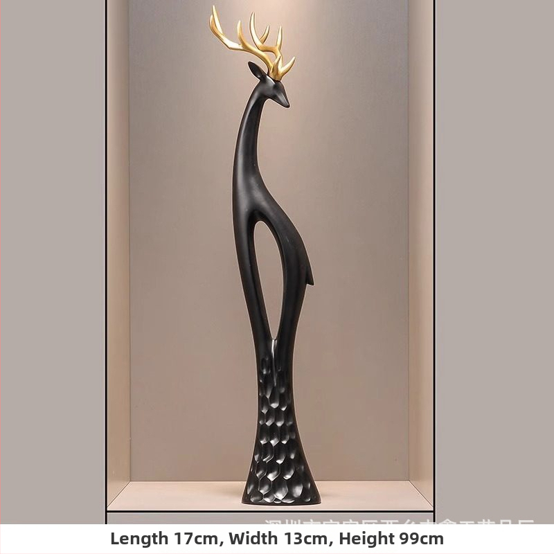 Socha jelena z živice do chodby, štíhly zvislý dizajn, jednoduchý a moderný bytový dekor, ručne vyrobené