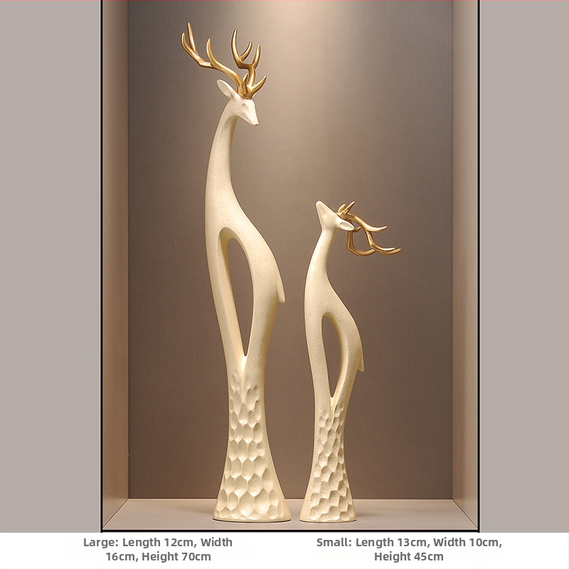 Socha jelena z živice do chodby, štíhly zvislý dizajn, jednoduchý a moderný bytový dekor, ručne vyrobené