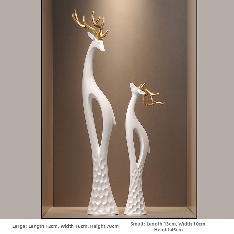 Socha jelena z živice do chodby, štíhly zvislý dizajn, jednoduchý a moderný bytový dekor, ručne vyrobené