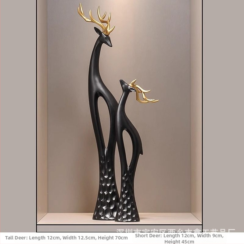 Socha jelena z živice do chodby, štíhly zvislý dizajn, jednoduchý a moderný bytový dekor, ručne vyrobené