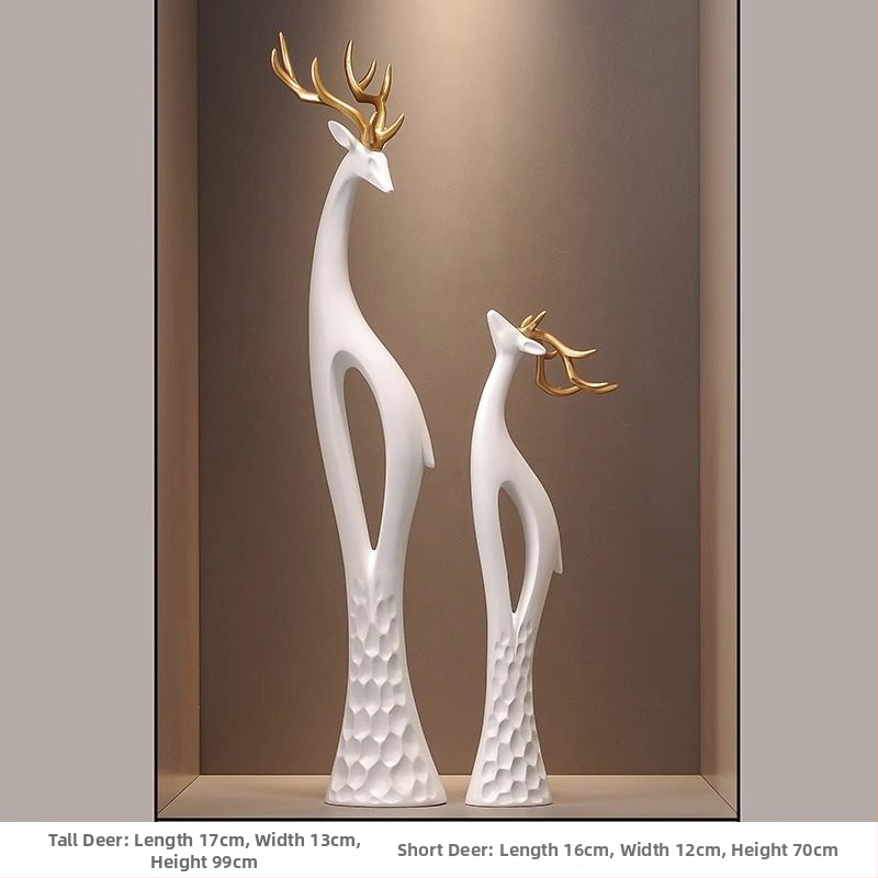 Socha jelena z živice do chodby, štíhly zvislý dizajn, jednoduchý a moderný bytový dekor, ručne vyrobené