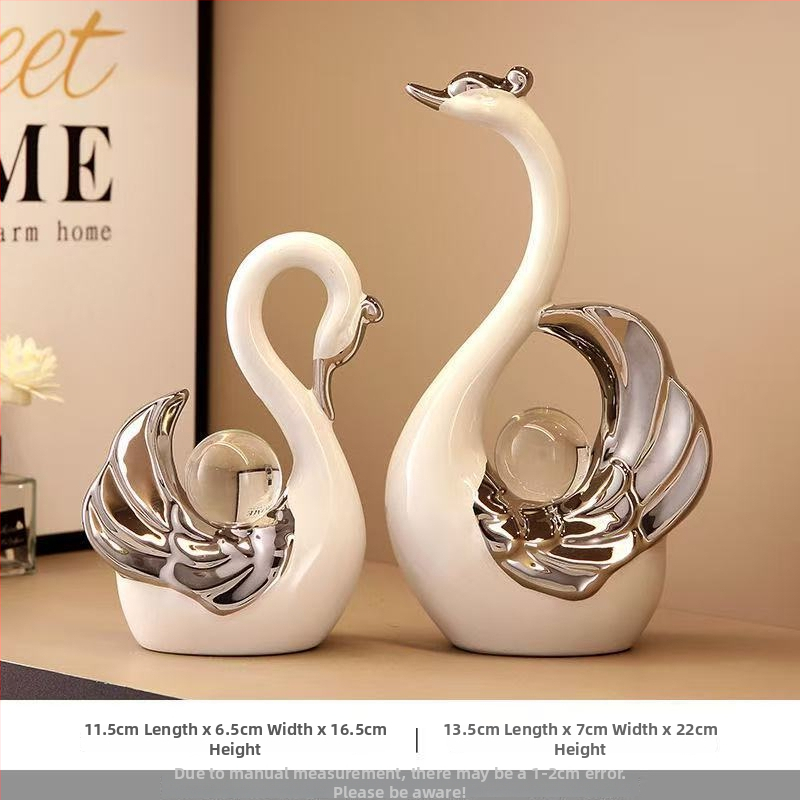 Elnių šeimos figūrėlės rinkinys – keraminiai papuošalai, šiuolaikinio meno stilius, elektroplatingas, Lei xinda