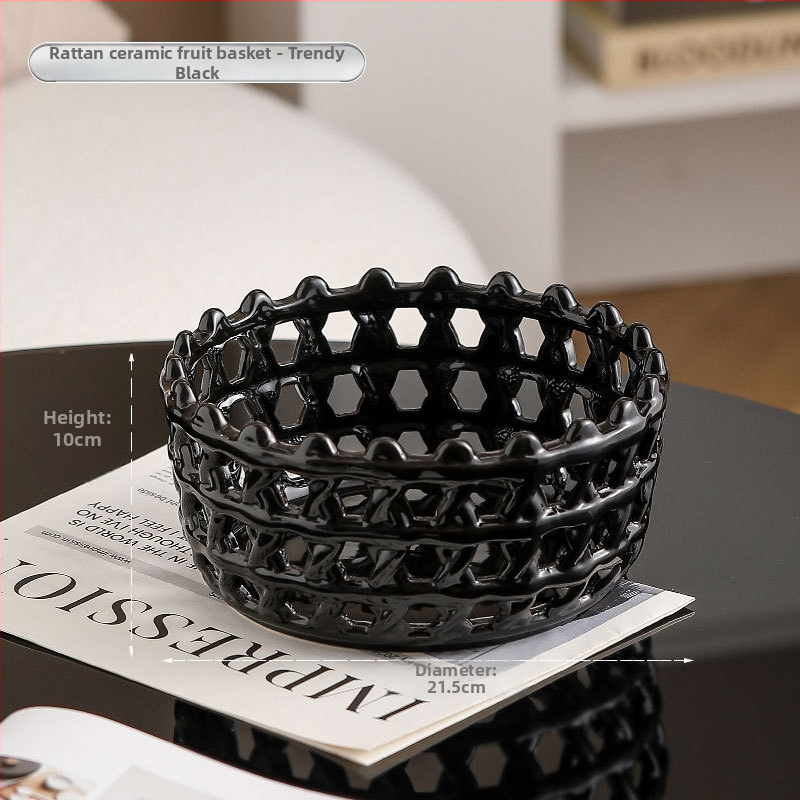 Porcelāna augļu grozs ar režģveida atverēm, Creative Light Luxury stils, pirmās klases kvalitāte, zīmols Magnesium couplet, 2024. gadā klajā nācis.