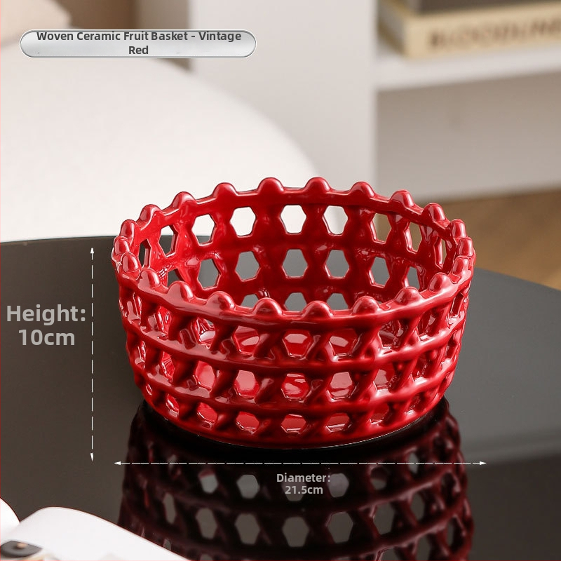 Porcelāna augļu grozs ar režģveida atverēm, Creative Light Luxury stils, pirmās klases kvalitāte, zīmols Magnesium couplet, 2024. gadā klajā nācis.