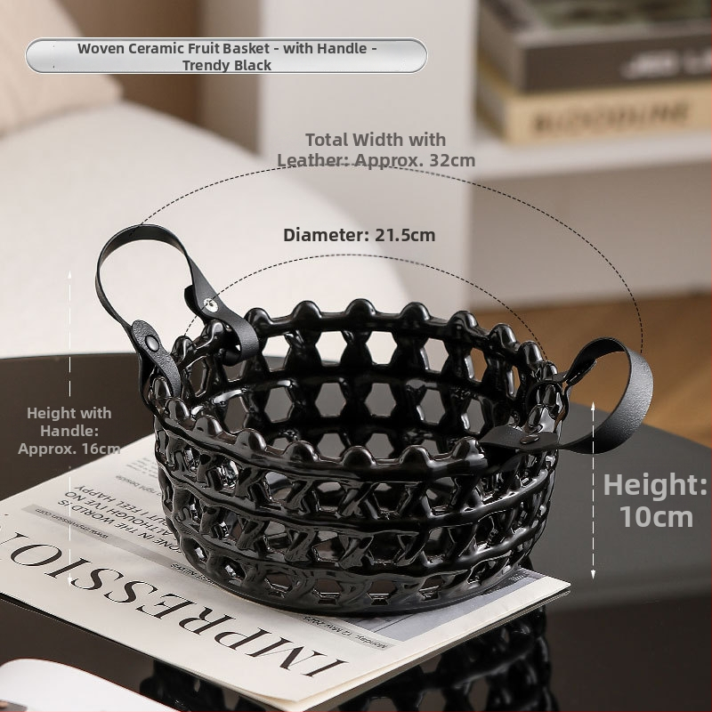 Porcelāna augļu grozs ar režģveida atverēm, Creative Light Luxury stils, pirmās klases kvalitāte, zīmols Magnesium couplet, 2024. gadā klajā nācis.