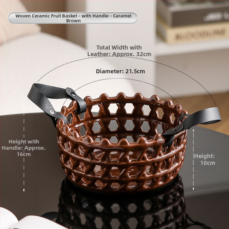 Porcelāna augļu grozs ar režģveida atverēm, Creative Light Luxury stils, pirmās klases kvalitāte, zīmols Magnesium couplet, 2024. gadā klajā nācis.