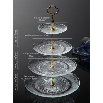 Trīs līmeņu stikla augļu plate, mūsdienīgs minimālisks skaists kristāla dizains, zīmols Unique, 2023. gada izlaišana