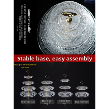 Trīs līmeņu stikla augļu plate, mūsdienīgs minimālisks skaists kristāla dizains, zīmols Unique, 2023. gada izlaišana