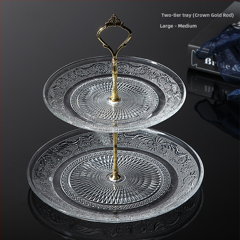 Trīs līmeņu stikla augļu plate, mūsdienīgs minimālisks skaists kristāla dizains, zīmols Unique, 2023. gada izlaišana