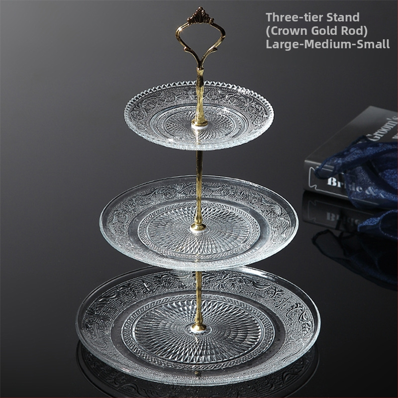 Trīs līmeņu stikla augļu plate, mūsdienīgs minimālisks skaists kristāla dizains, zīmols Unique, 2023. gada izlaišana