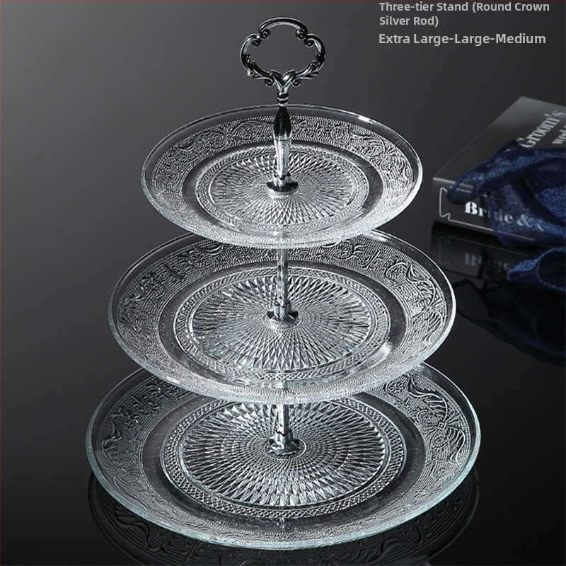 Trīs līmeņu stikla augļu plate, mūsdienīgs minimālisks skaists kristāla dizains, zīmols Unique, 2023. gada izlaišana