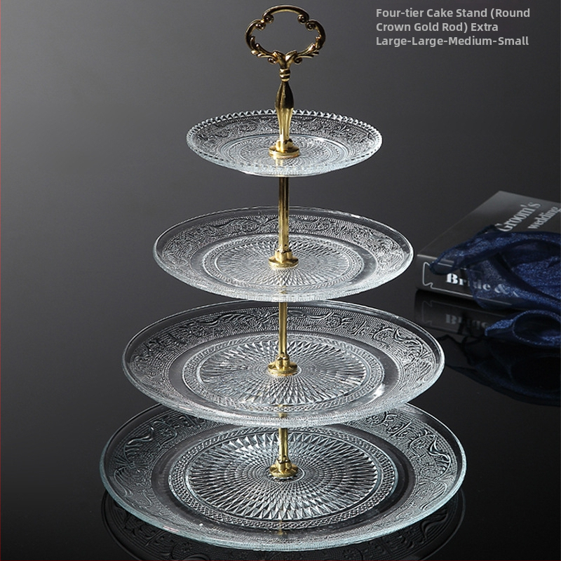 Trīs līmeņu stikla augļu plate, mūsdienīgs minimālisks skaists kristāla dizains, zīmols Unique, 2023. gada izlaišana