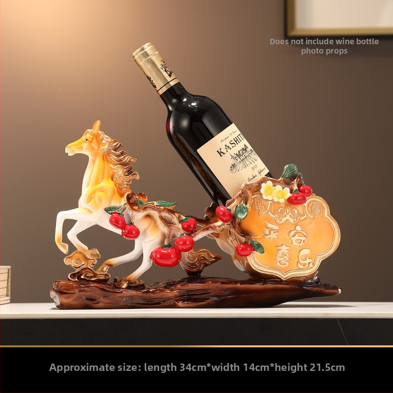 Horse to Success dekoratyvinė vyno lentynos puošmena, dervos skulptūra, Naujasis Kinijos stilius vyno spintai ir svetainei