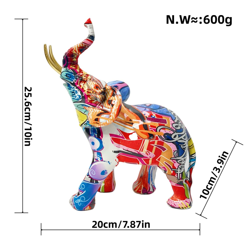 Dramblys iš sintetinių dervų – meno dekoras (Sintetinė derva; Šiuolaikinis menas; Dervos amatai; Tinka įėjimo erdvei arba televizoriaus spintai)