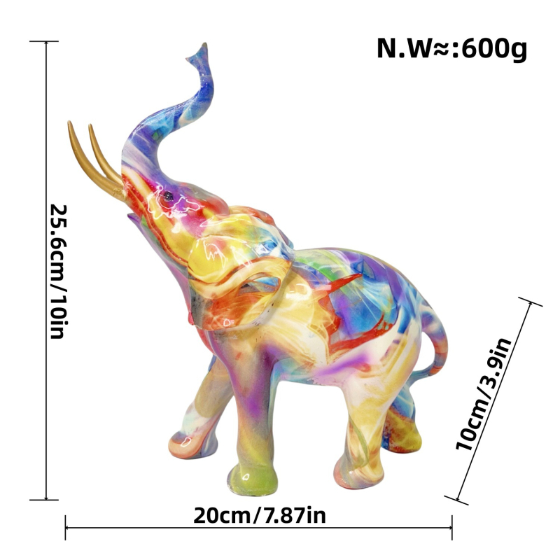 Dramblys iš sintetinių dervų – meno dekoras (Sintetinė derva; Šiuolaikinis menas; Dervos amatai; Tinka įėjimo erdvei arba televizoriaus spintai)