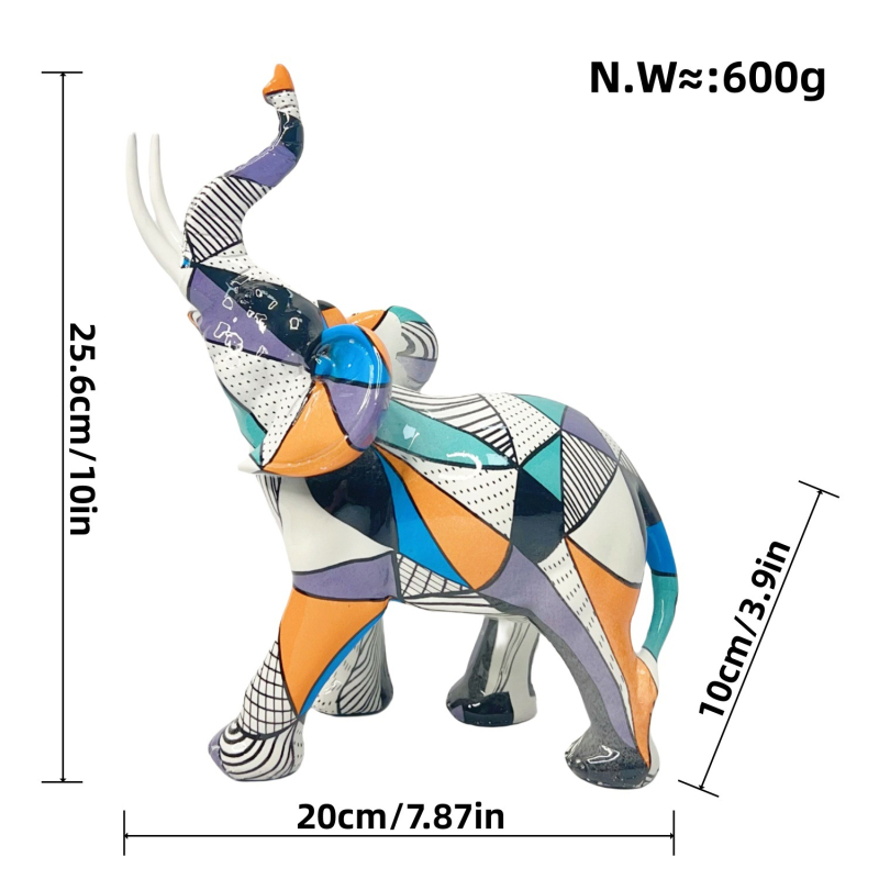 Dramblys iš sintetinių dervų – meno dekoras (Sintetinė derva; Šiuolaikinis menas; Dervos amatai; Tinka įėjimo erdvei arba televizoriaus spintai)