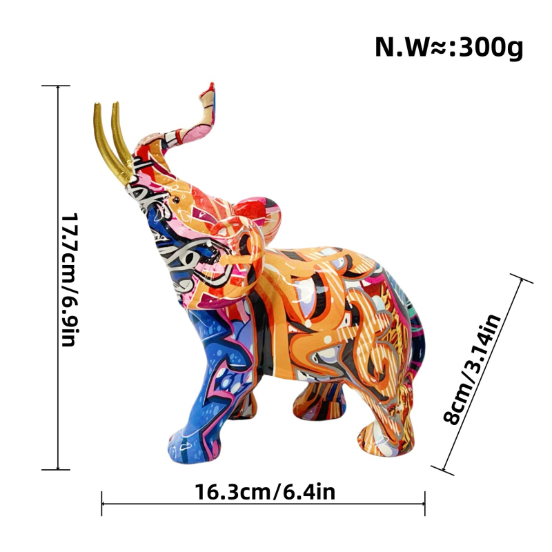 Dramblys iš sintetinių dervų – meno dekoras (Sintetinė derva; Šiuolaikinis menas; Dervos amatai; Tinka įėjimo erdvei arba televizoriaus spintai)