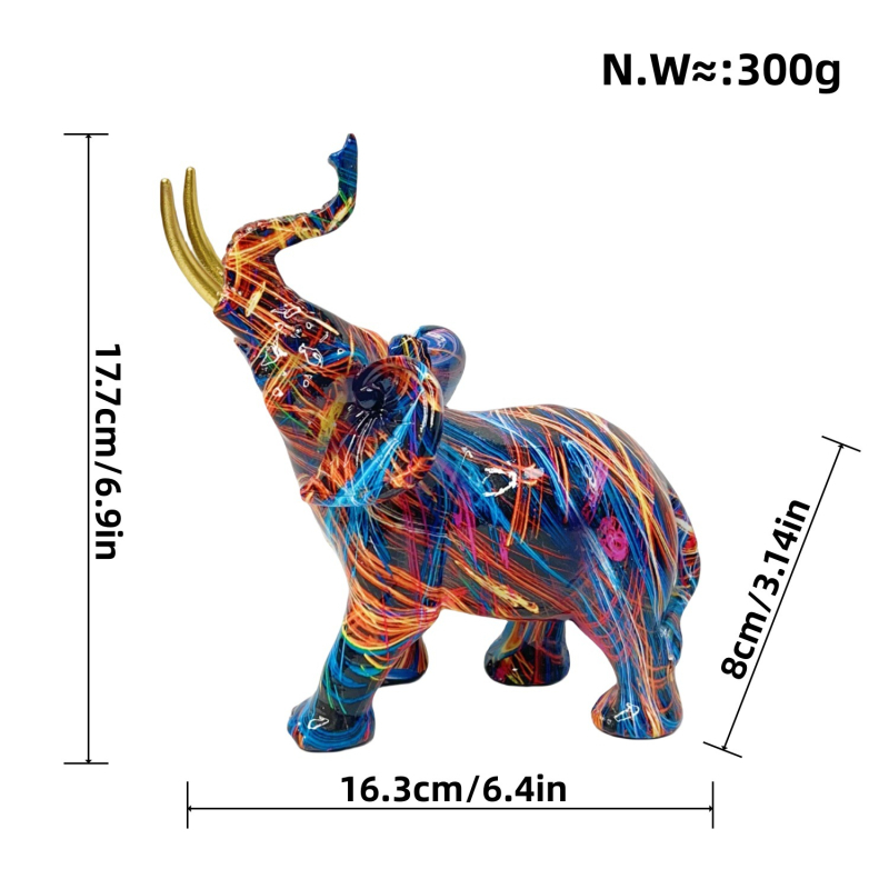 Dramblys iš sintetinių dervų – meno dekoras (Sintetinė derva; Šiuolaikinis menas; Dervos amatai; Tinka įėjimo erdvei arba televizoriaus spintai)