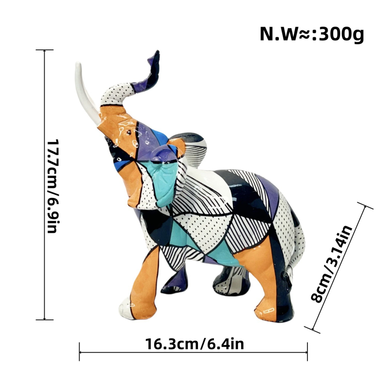 Dramblys iš sintetinių dervų – meno dekoras (Sintetinė derva; Šiuolaikinis menas; Dervos amatai; Tinka įėjimo erdvei arba televizoriaus spintai)