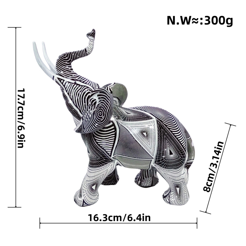 Dramblys iš sintetinių dervų – meno dekoras (Sintetinė derva; Šiuolaikinis menas; Dervos amatai; Tinka įėjimo erdvei arba televizoriaus spintai)