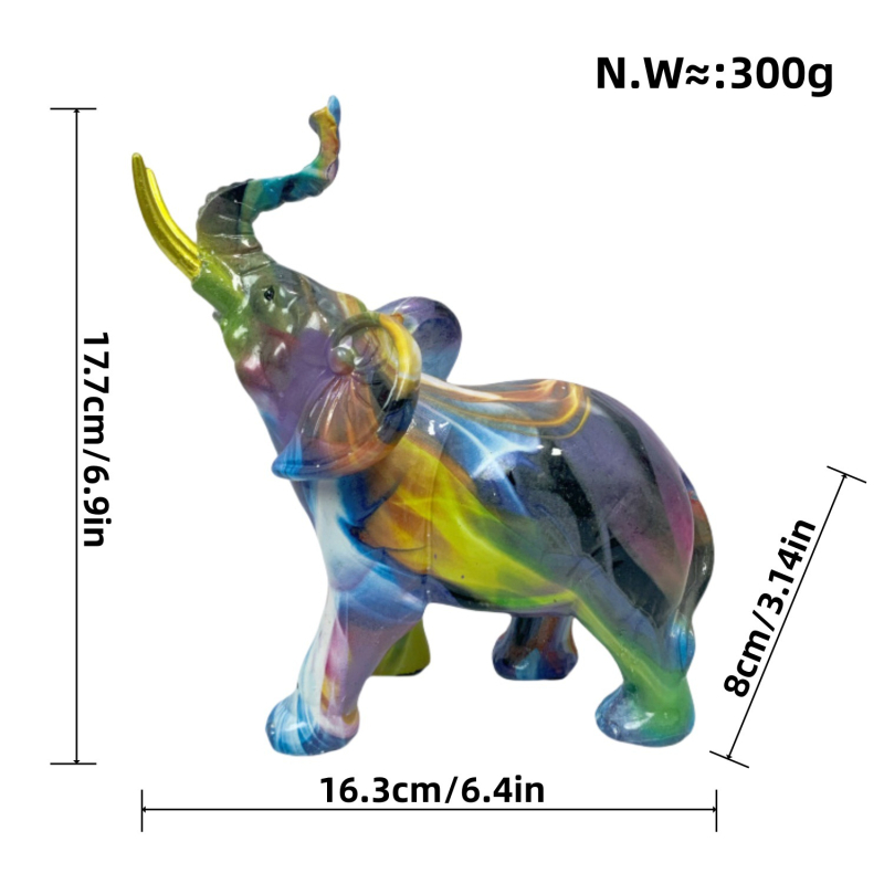 Dramblys iš sintetinių dervų – meno dekoras (Sintetinė derva; Šiuolaikinis menas; Dervos amatai; Tinka įėjimo erdvei arba televizoriaus spintai)
