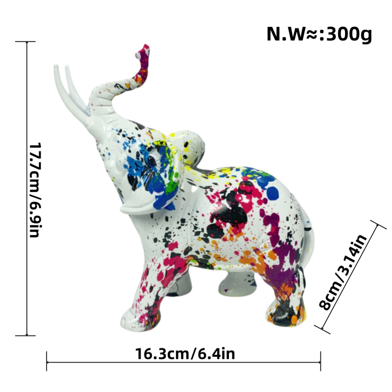 Dramblys iš sintetinių dervų – meno dekoras (Sintetinė derva; Šiuolaikinis menas; Dervos amatai; Tinka įėjimo erdvei arba televizoriaus spintai)