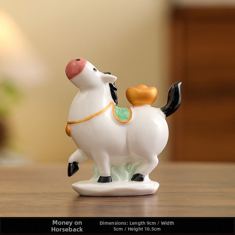 Stalo keraminė arklio dekoracija, kinų stiliaus, pusiau rankų darbo ir pusiau mechaninė gamyba, idealiai kaip asmeninė dovana