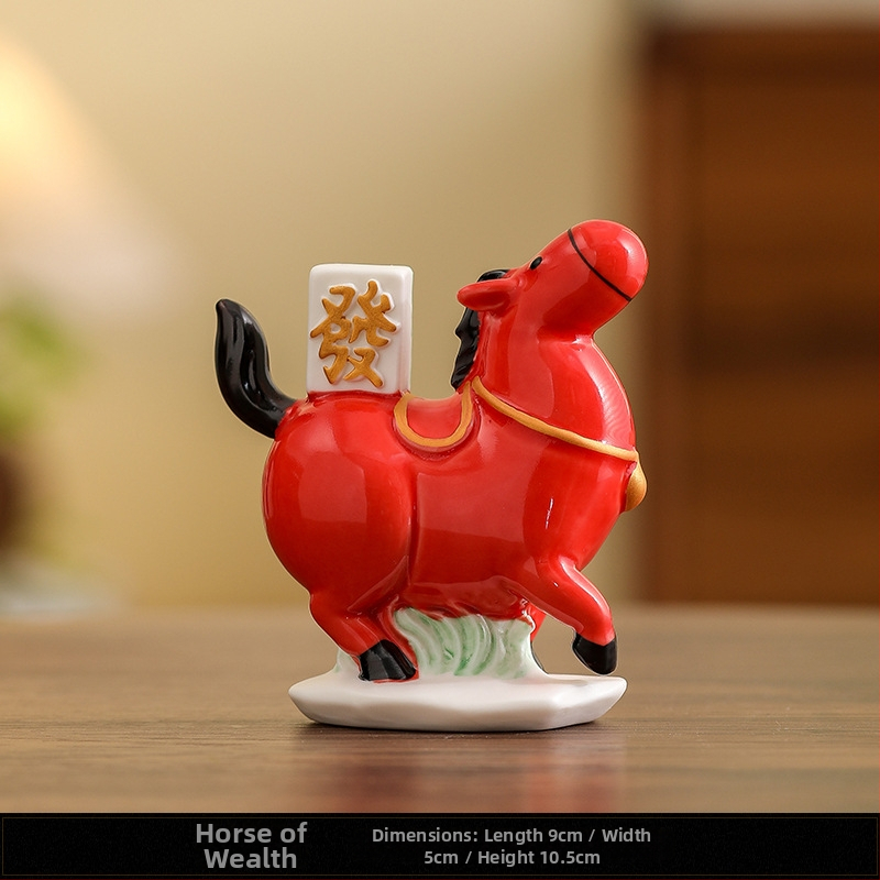 Stalo keraminė arklio dekoracija, kinų stiliaus, pusiau rankų darbo ir pusiau mechaninė gamyba, idealiai kaip asmeninė dovana