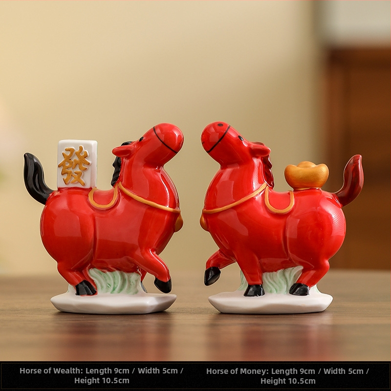 Stalo keraminė arklio dekoracija, kinų stiliaus, pusiau rankų darbo ir pusiau mechaninė gamyba, idealiai kaip asmeninė dovana