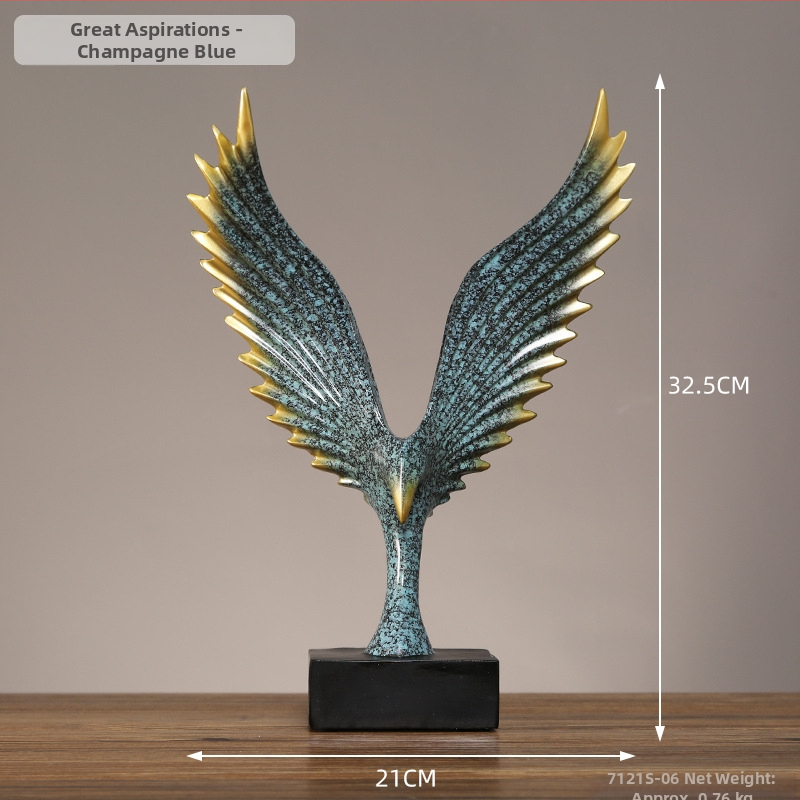 Dekoratyvinė erelio figūrėlė su išskėstais sparnais; derva, Master Gu, dekoracijos, kartoninė pakuotė