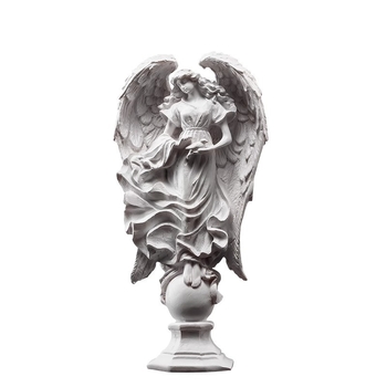 Ангелска скулптура от смола, ръчно боядисана, домашна декорация за дневна стая и полица за книги, подходяща за подарък