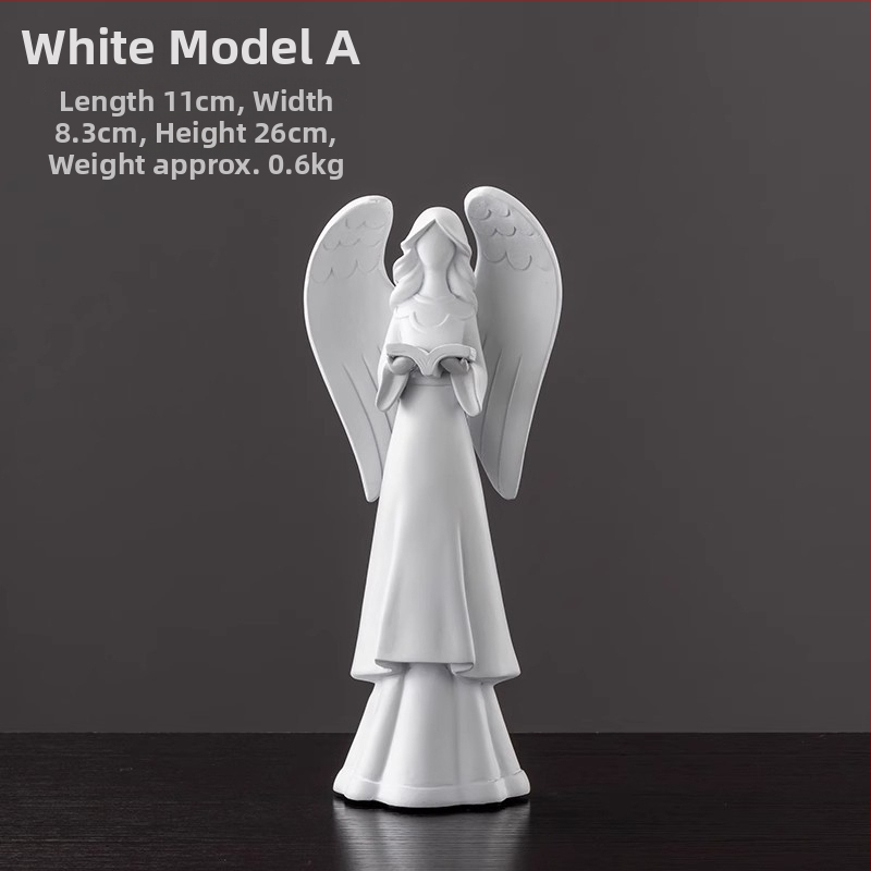 Anjela socha zo živice, maľovaná, domáca dekorácia do obývačky a knižnice, ideálne ako darček