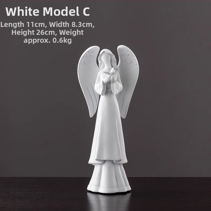 Anjela socha zo živice, maľovaná, domáca dekorácia do obývačky a knižnice, ideálne ako darček