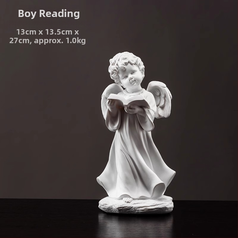 Anjela socha zo živice, maľovaná, domáca dekorácia do obývačky a knižnice, ideálne ako darček