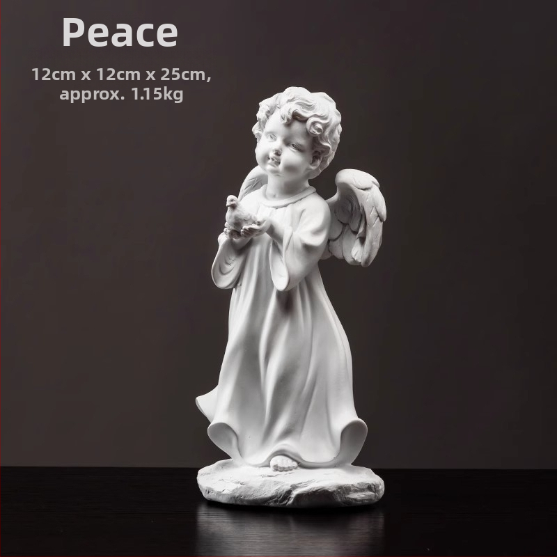 Anjela socha zo živice, maľovaná, domáca dekorácia do obývačky a knižnice, ideálne ako darček