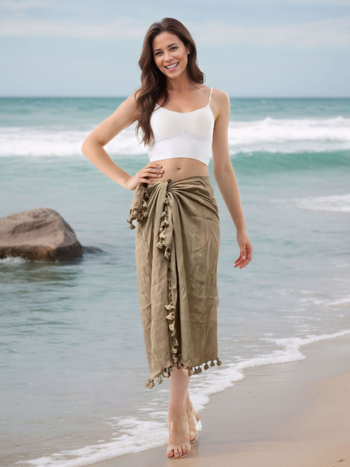 Pludmales dvieļu wrap svārki ar bārkstīm, saules aizsardzība, slub kokvilna ar 35% poliesteri, 150 g/m²