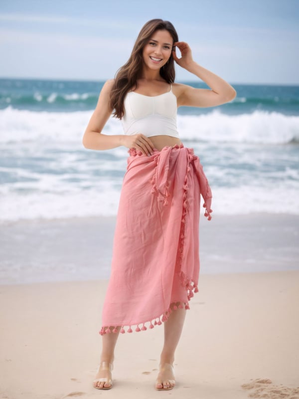 Pludmales dvieļu wrap svārki ar bārkstīm, saules aizsardzība, slub kokvilna ar 35% poliesteri, 150 g/m²