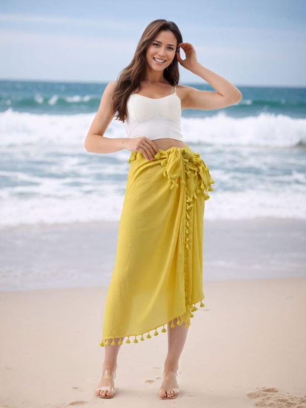 Pludmales dvieļu wrap svārki ar bārkstīm, saules aizsardzība, slub kokvilna ar 35% poliesteri, 150 g/m²