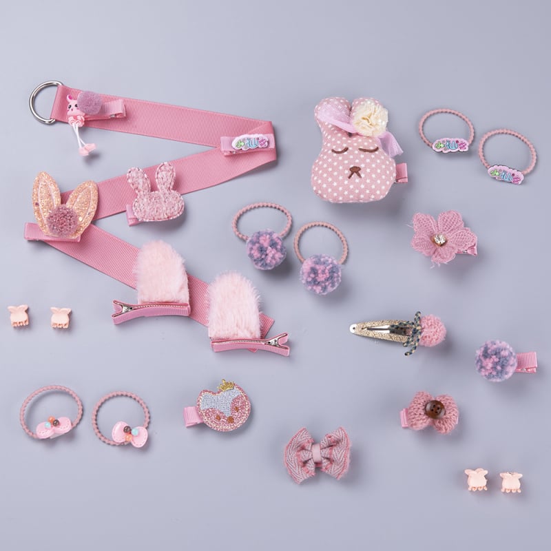 24 gab. bērnu matu aksesuāru komplekts: matu klipses un matu siksnas ar karikatūras motīvu, metāla matu aksesuāri, kas nesabojā matus