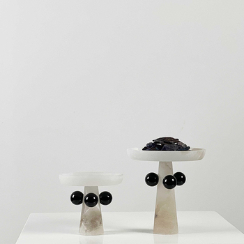 Marmora dekoratīvais trauks, roku darbs, gaišā luksusa stilā, modernam uzglabājumam un augļu izkārtošanai