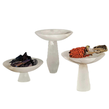 Marmora dekoratīvais trauks, roku darbs, gaišā luksusa stilā, modernam uzglabājumam un augļu izkārtošanai