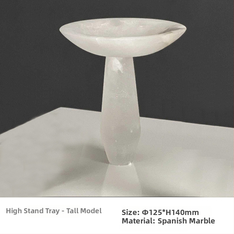 Marmora dekoratīvais trauks, roku darbs, gaišā luksusa stilā, modernam uzglabājumam un augļu izkārtošanai